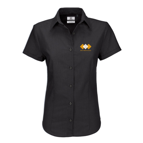 DEMO - Oxford Shirt Short Sleeve Damen black